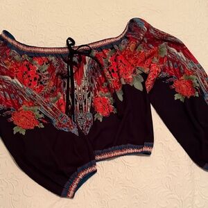 Flying Tomato Red and Blue Floral Top